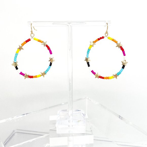 Rainbow Galaxy Hoop Earrings - Picture 3 of 7